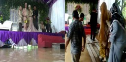 Area Pelaminan Tergenang Banjir, Resepsi Pernikahan Warga Nganjuk Berlangsung Dramatis