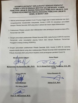 Pilkada Serentak 2020 Ditunda