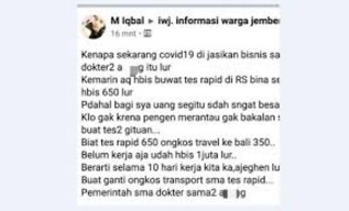 Sebut Virus Corona Sebagai Ajang Bisnis Dokter, Pemilik Akun Facebook di Jember Dipolisikan IDI