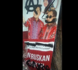 APK Paslon Eri-Armuji Dicoret Sekelompok Pemuda Misterius, Timses Punya Bukti CCTV