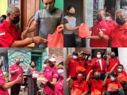 Posko Gotong Royong Tenggilis Mejoyo Bagikan Sembako Kepada Warga Terdampak