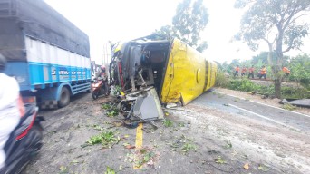 Bus Margodjoyo Terguling di Bojonegoro, 1 Orang Meninggal Dunia