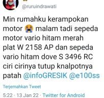 Motor Dinas Pemkab Gresik Diduga Digondol Maling