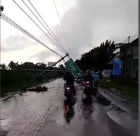Pantura Macet, Puting Beliung Sasak Gresik Utara Akibatkan Tiang Listrik dan Pohon Tumbang
