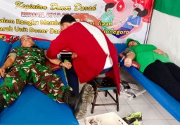 Koramil Kanor Bojonegoro Kumpulkan 38 Kantong Darah saat Bakti Sosial