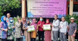 PT Smelting Salurkan CSR Berupa Barang Penunjang Fasilitas Umum ke Kelurahan Tlogopojok Gresik