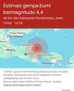 Gempa 5,7 SR Guncang Warga Banyuwangi dan Jember