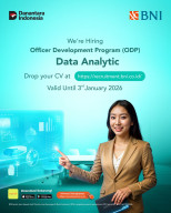 Bank BNI Buka Posisi Officer Development Program (ODP) Data Analytics.