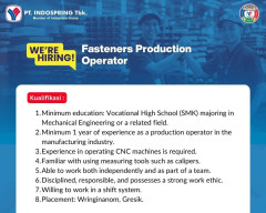 PT Indospring Buka Dua Lowongan Kerja di Gresik, Dibutuhkan Operator hingga Engineer
