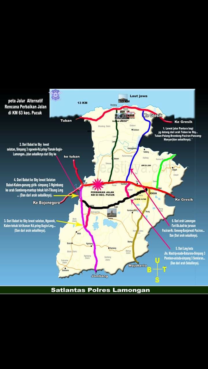 Ini Jalur Alternatif Hindari Kemacetan Jalan Lamongan-Babat yang Dicor