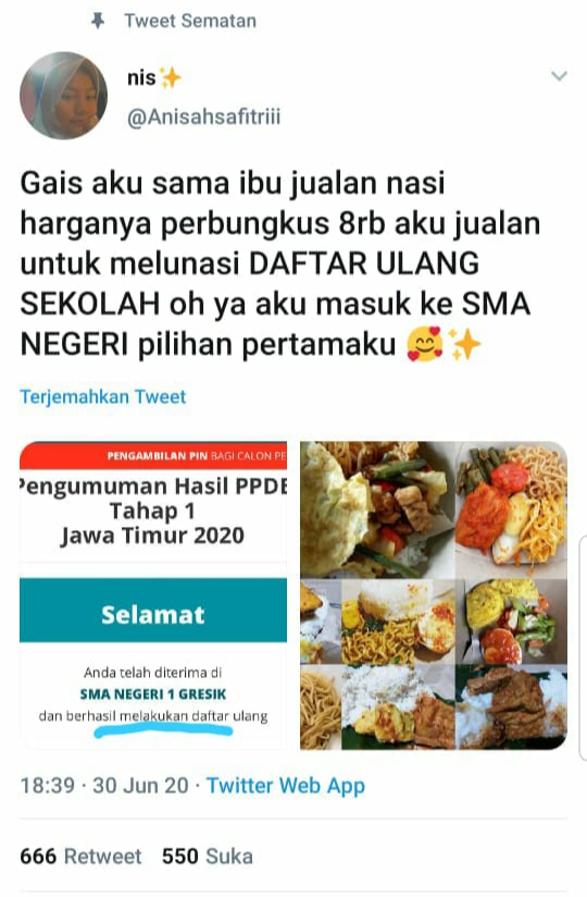 Siswa Gresik Ngaku Jualan Nasi untuk Bayar Daftar Sekolah Viral di Jagad Sosmed