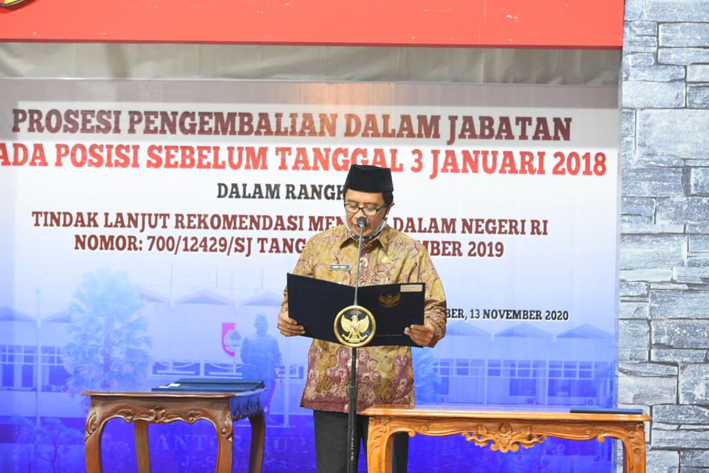 Tindaklanjuti Rekomendasi Mendagri, Plt Bupati Jember Pimpin Pengembalian Jabatan