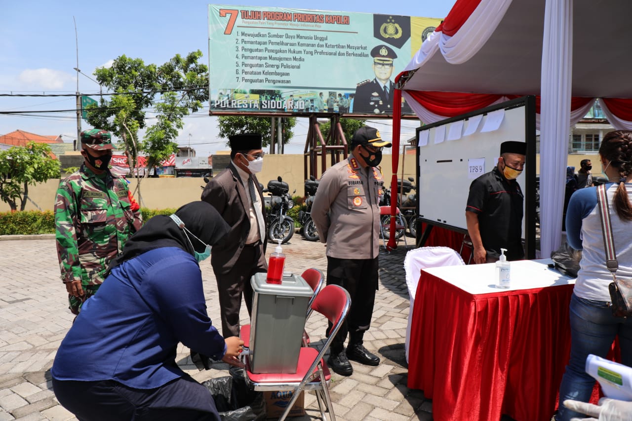 Forkopimda Sidoarjo Pantau Simulasi Pilkada di TPS, Antrean Dibatasi Maksimal Per 10 Orang Pemilih