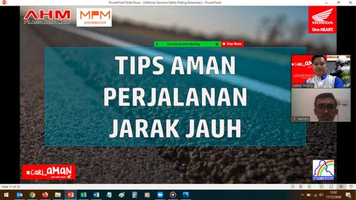 MPM Honda Gelar Webinar Tips Aman Perjalanan Jauh