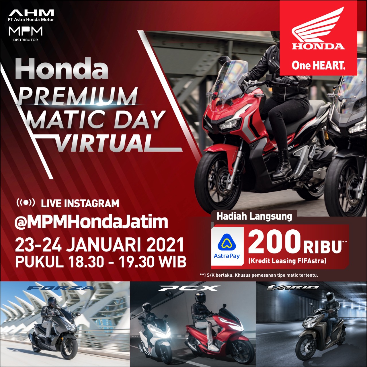 Digelar 2 Hari, Honda Premium Matic Day Virtual Banjir Promo Dan Hadiah.