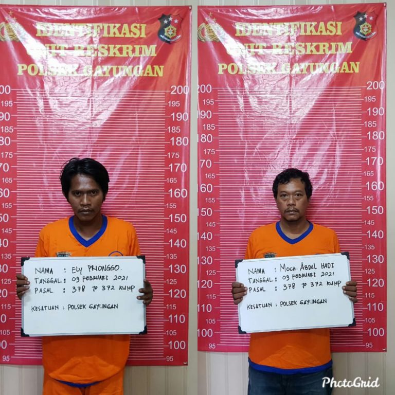 Gadaikan Motor Temannya, 2 Cleaning Service Pemkot Surabaya Dibekuk Polisi