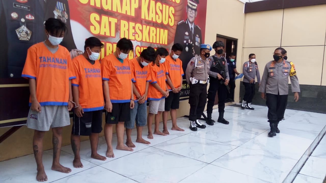 Polresta Sidoarjo Berhasil Tangkap 6 Pengeroyok Marinir di Bungurasih