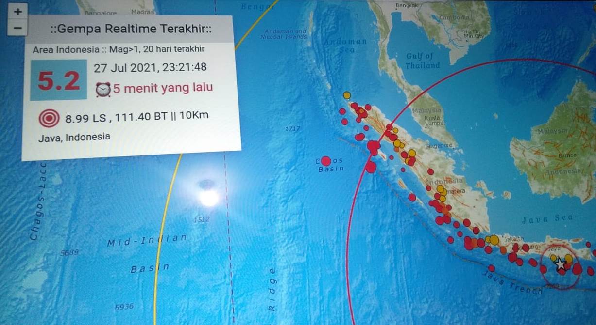 Gempa Bumi Magnitudo 5,2 Guncang Jatim