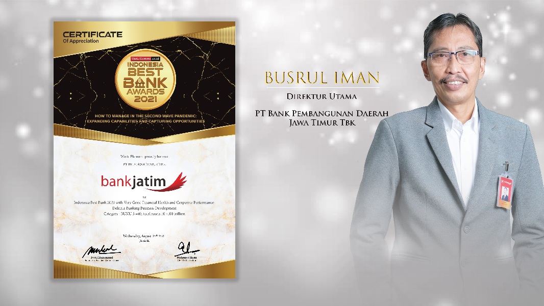 Bank Jatim Raih Penghargaan Indonesia Best Bank 2021