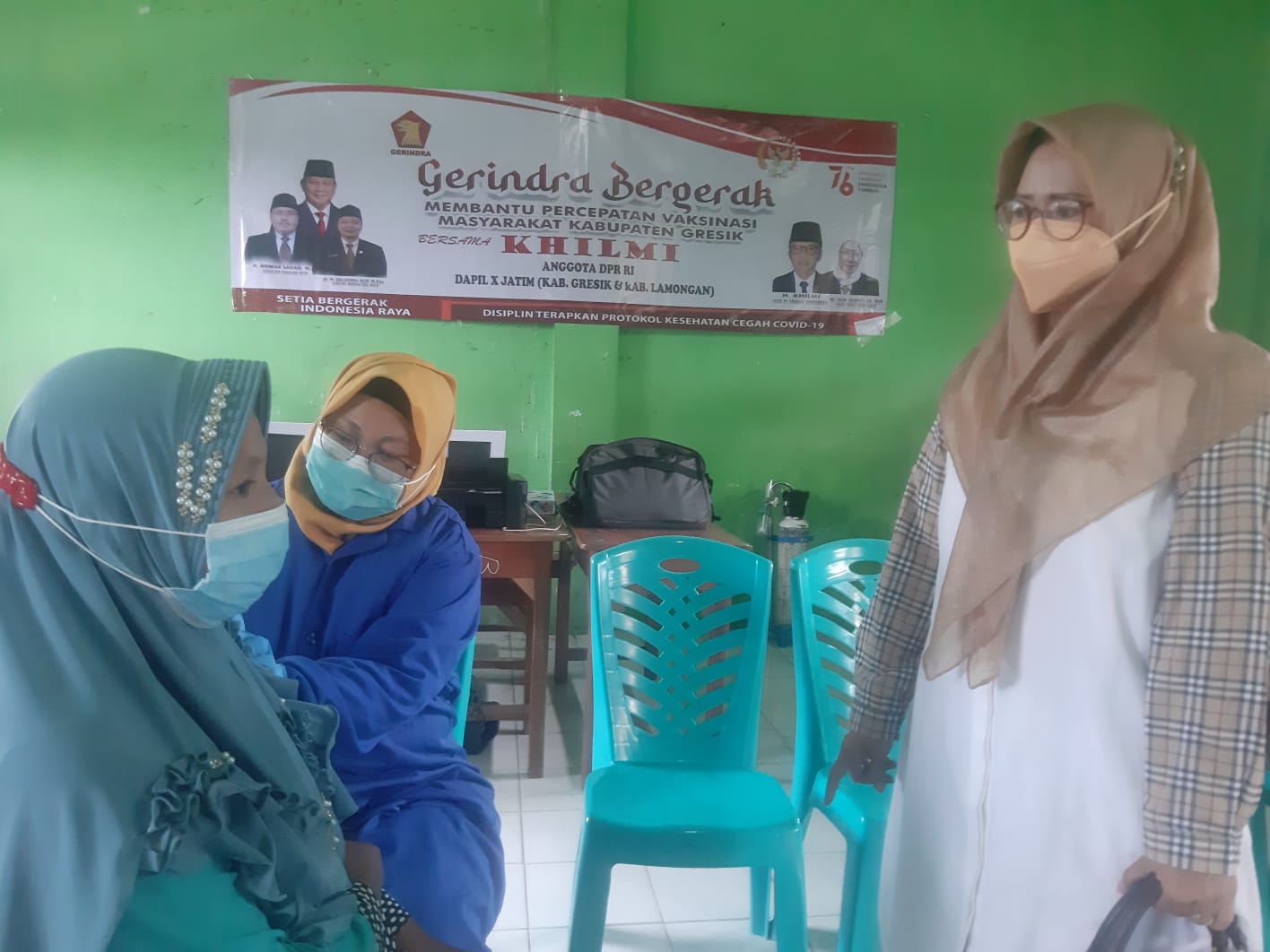 Kejari Target Herd Immunity, Gerindra Gresik Gelar Vaksinasi