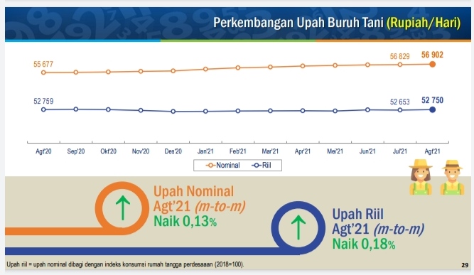Upah Harian Buruh Tani dan Bangunan Naik Super Tipis