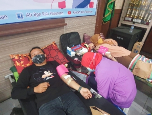 Gelar Donor Darah, Pegawai BPN Pasuruan Tambah Stok Darah