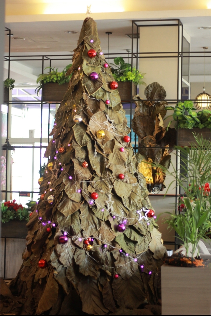 Usung Konsep Kembali ke Alam, Quest Hotel Darmo Surabaya Buat Pohon Natal dari Daun Jati