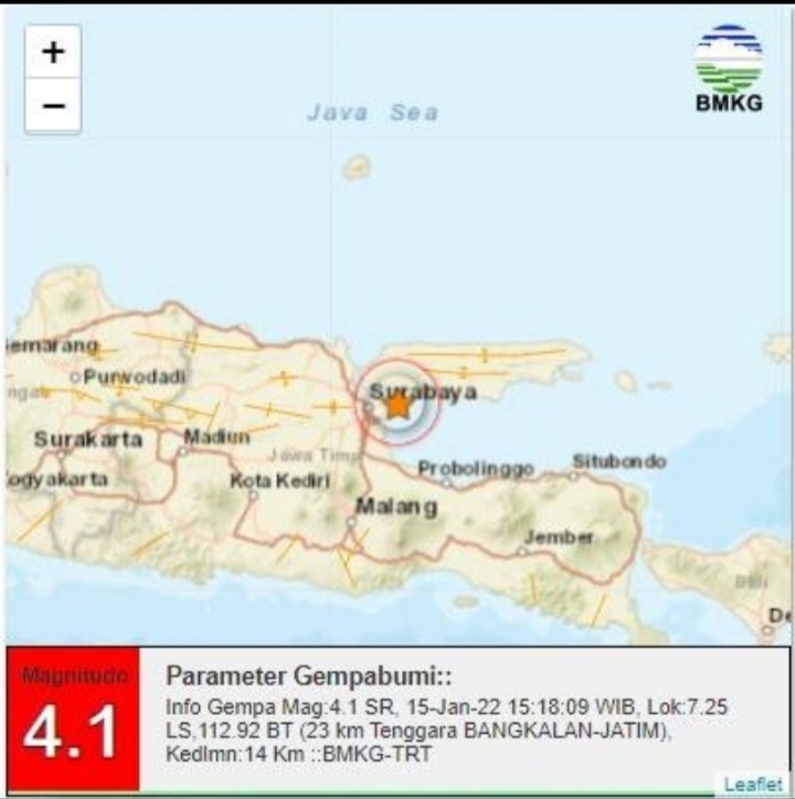 24 Kali Gempa Bumi Guncang Jawa Timur Selama Sepekan