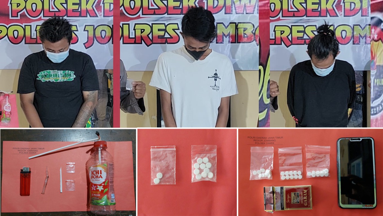 Tiga Pengedar Narkoba di Jombang Diringkus Polisi