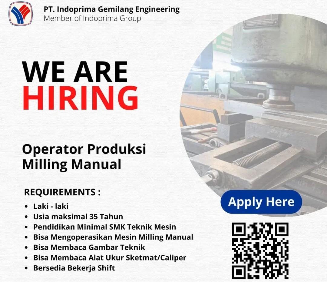 Lowongan Kerja Operator Produksi di PT Indoprima Gemilang, Cukup SMK