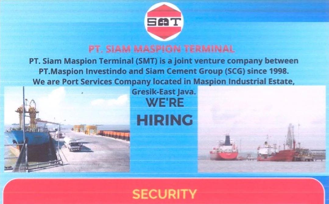 Diutamakan Warga Gresik, Ada Lowongan Satpam di Pelabuhan PT Siam Maspion Terminal Ijazah SMA