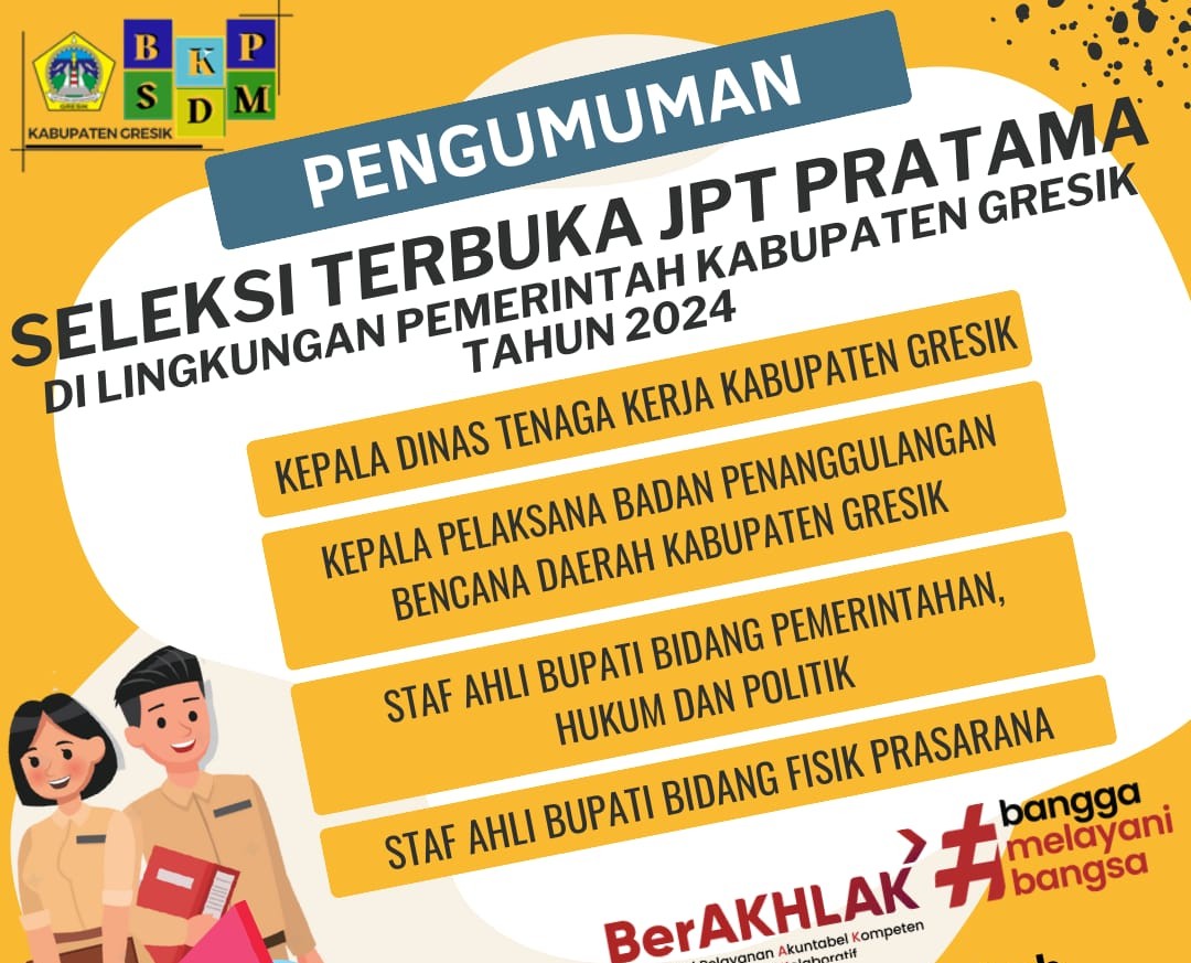 Pemkab Gresik Mulai Buka Seleksi Kepala Dinas Tenaga Kerja dan Kepala BPBD