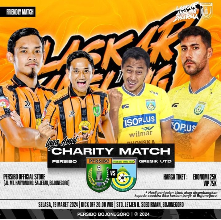 Jelang Liga 3 Nasional, Persibo Bojonegoro Gelar Uji Coba Laga Amal Untuk Korban Banjir