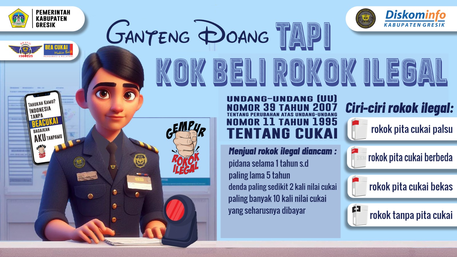 Berantas Rokok Ilegal, Pemkab Gresik Lakukan Sosialisasi ke Masyarakat dan Razia