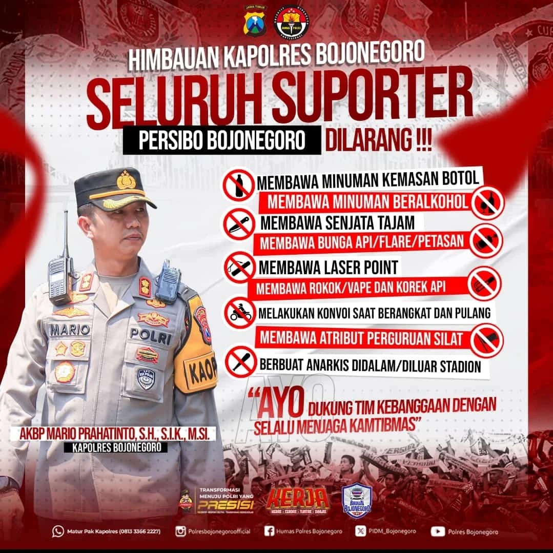 Jelang Laga Big Match Antara Persibo dan Persela, Jajaran Polres Bojonegoro dan Lamongan Lakukan Penyekatan