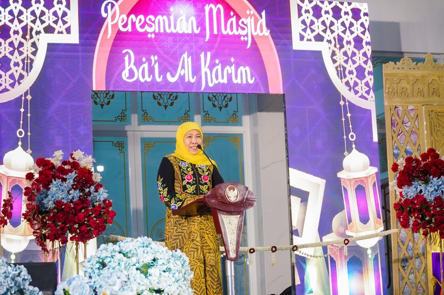 Resmikan Masjid Ba'i Al Karim, Gubernur Khofifah Harap Jadi Pusat Kegiatan Keislaman dan Berdampak Positif bagi Pembangunan Karakter Masyarakat Sekitar
