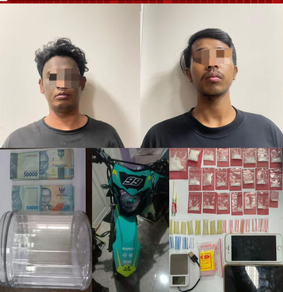 Satreskoba Polres Gresik Ringkus Dua Pemuda Sidoarjo Simpan 19 Gram Sabu