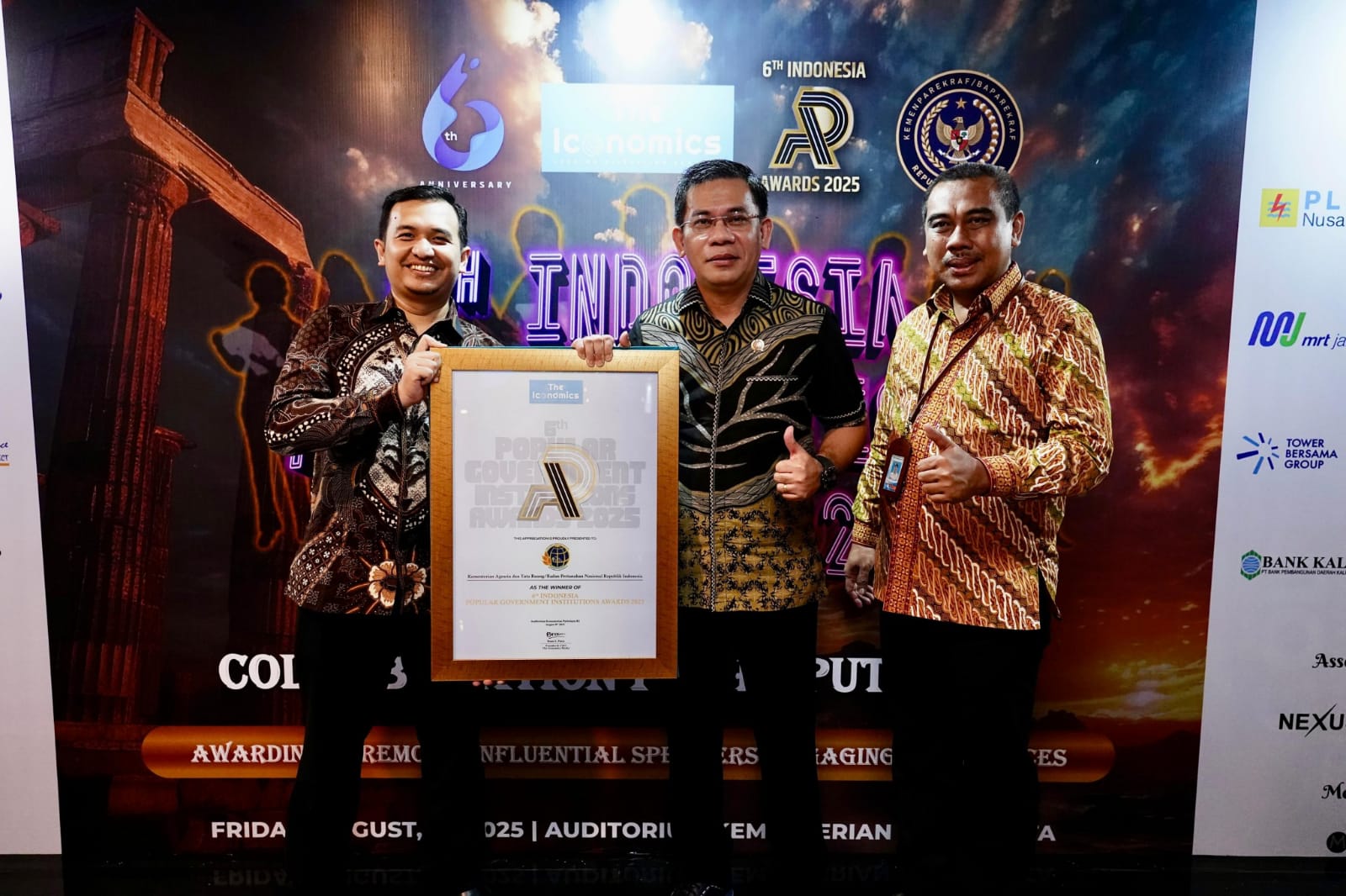 Kementerian ATR/BPN Raih Penghargaan Popular Government Institution 2025