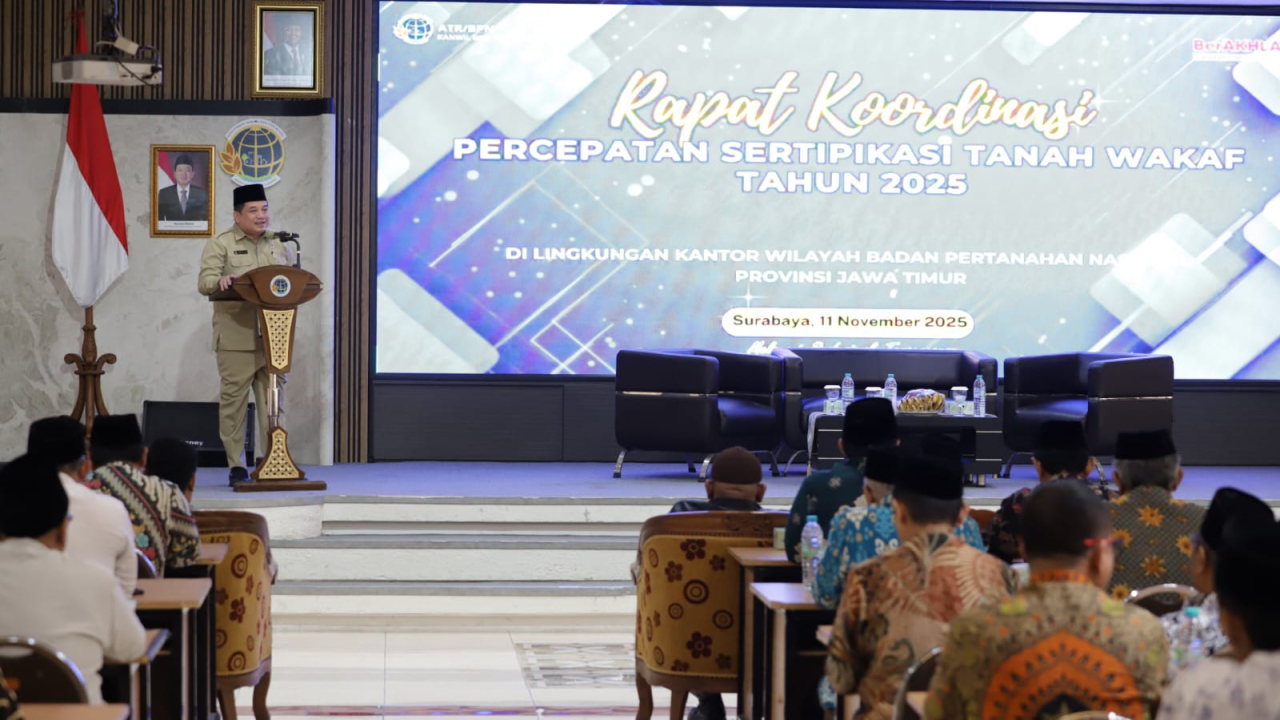 Gelar Rapat Koordinasi, Kanwil BPN Jatim Percepat Sertipikasi Tanah Wakaf dan Tempat Ibadah