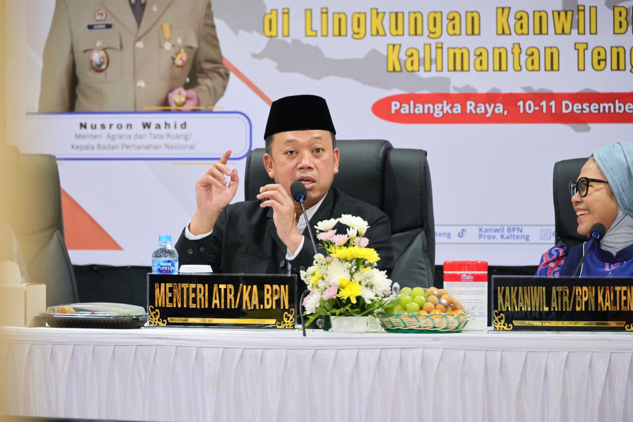 Menteri Nusron Minta Pelayanan Pertanahan Adaptif, Cepat, dan Bersih di Kanwil BPN Kalteng
