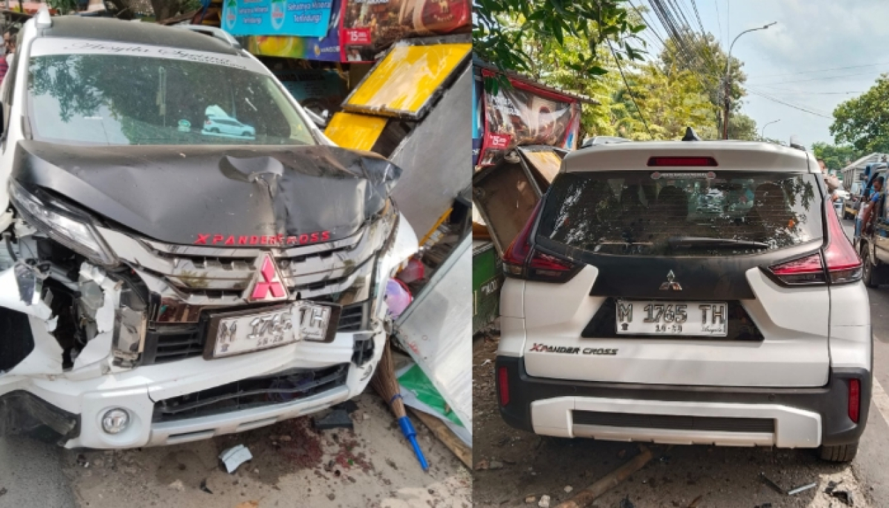 Petaka Sopir Mengantuk, Xpander Seruduk Motor, PKL, hingga Warung Sembako di Sumenep