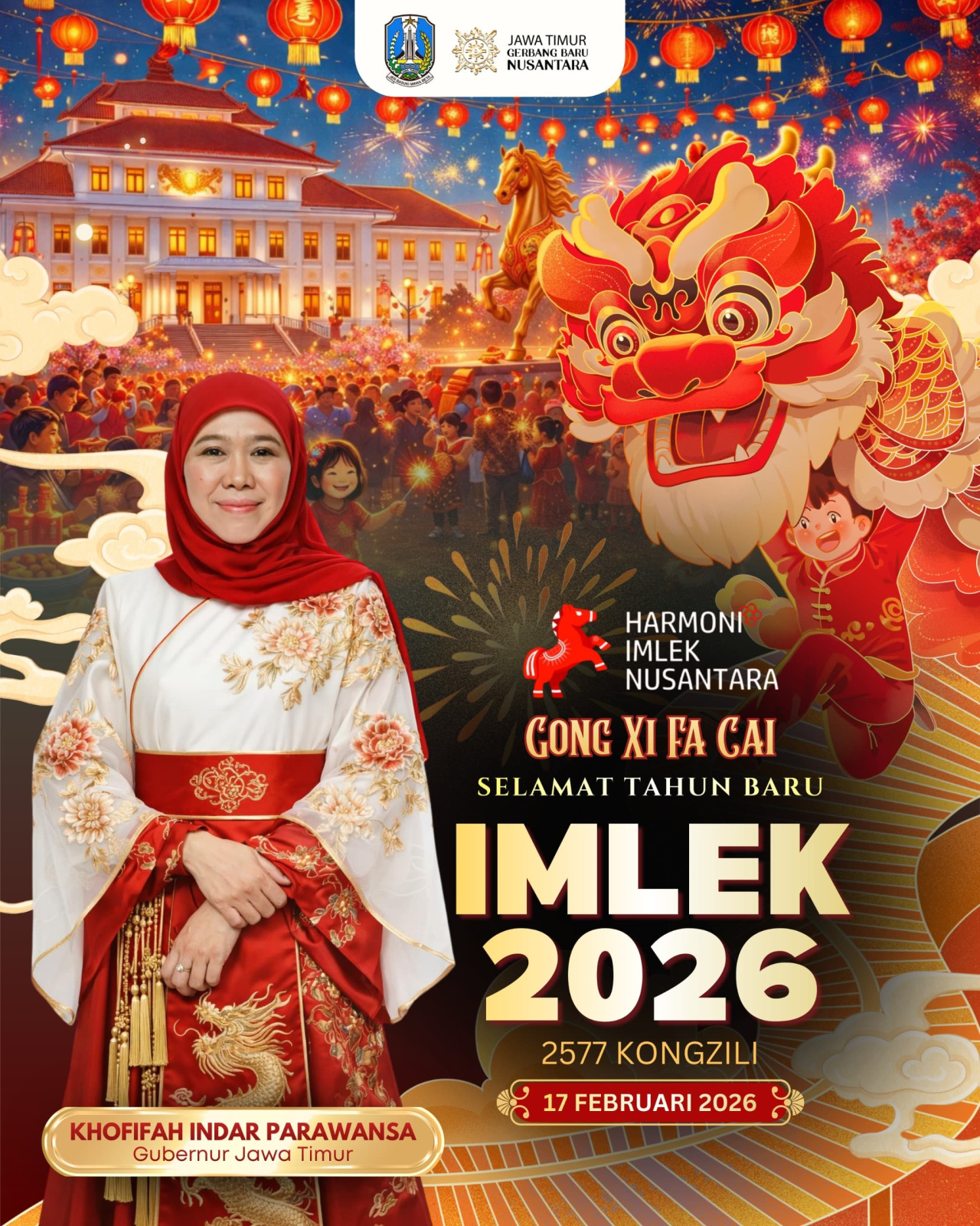 Momen Imlek, Khofifah Ajak Perkuat Toleransi dan Harmoni Jelang Ramadhan