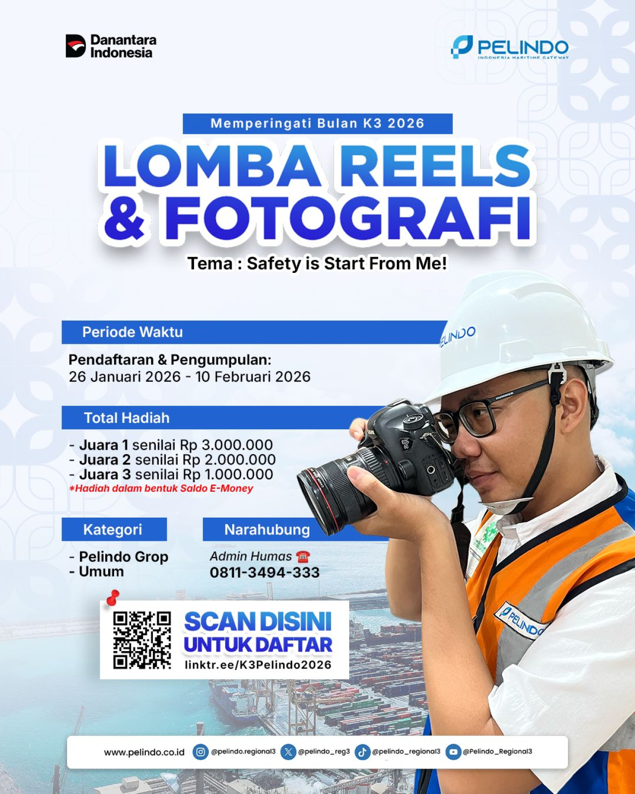 Peringati Bulan K3 Nasional 2026, Pelindo Regional 3 Gelar Lomba Reels dan Fotografi Berhadiah Puluhan Juta Rupiah