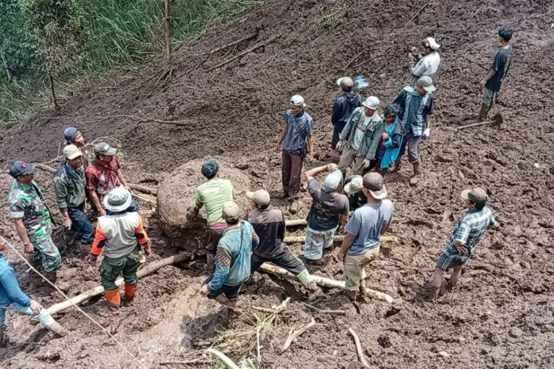 Longsor Tutup Akses Jalan Kabupaten di Kecamatan Lumbang Probolinggo