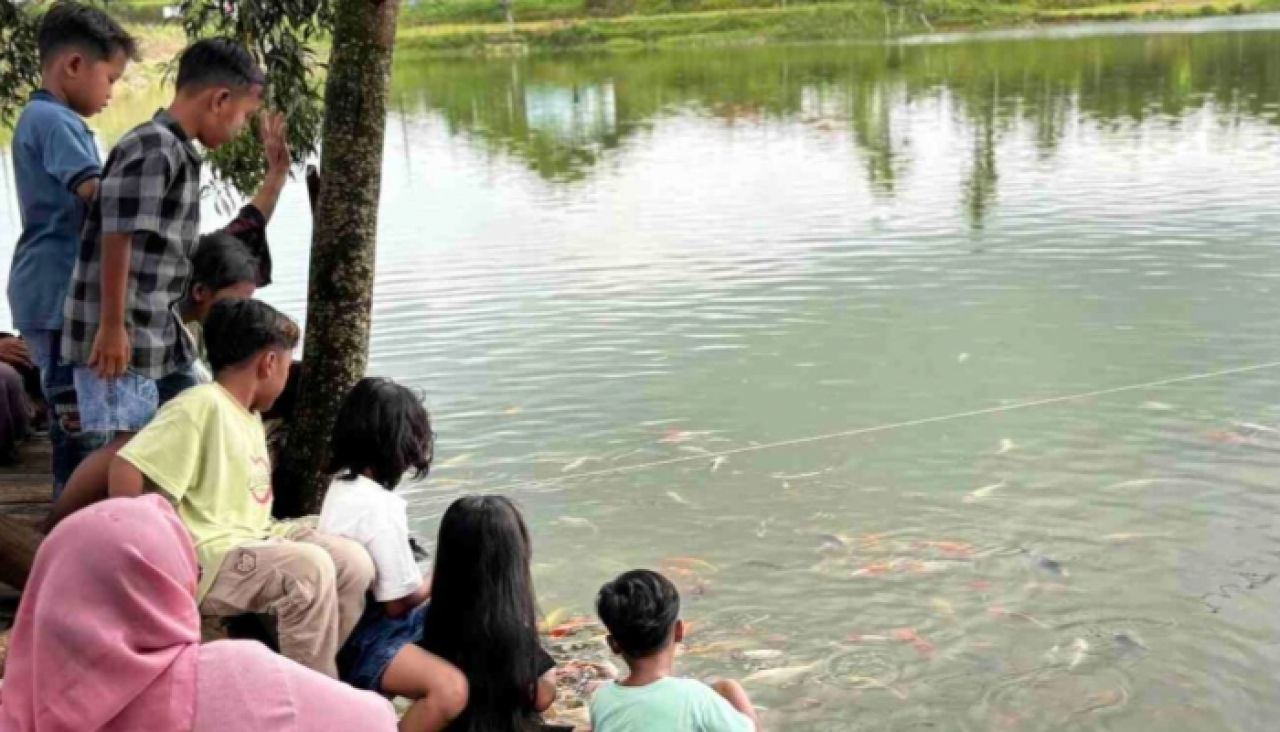 Wisata Gratis di Sumenep! Telaga Galisan Jadi Magnet Baru, Cukup Beli Pakan Ikan Bisa Puas Bermain