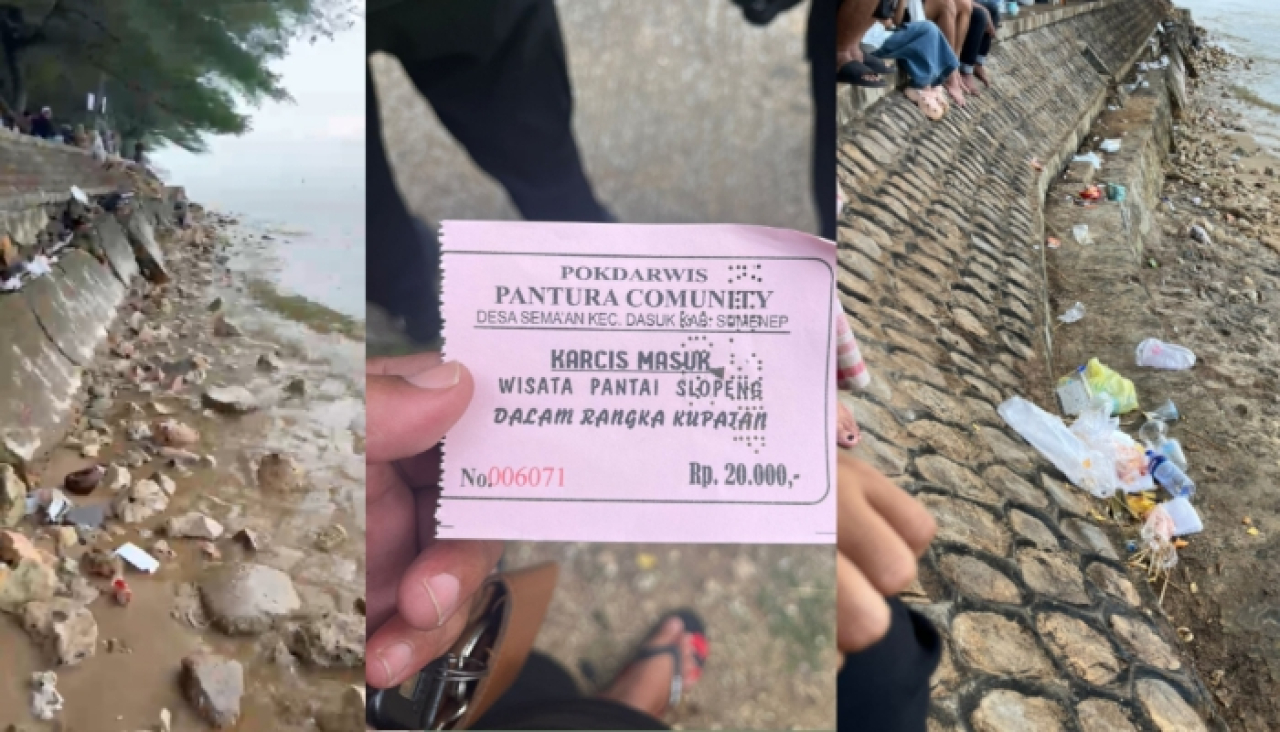 Tiket Mahal dan Tumpukan Sampah Dikeluhkan Wisatawan Pantai Slopeng Sumenep