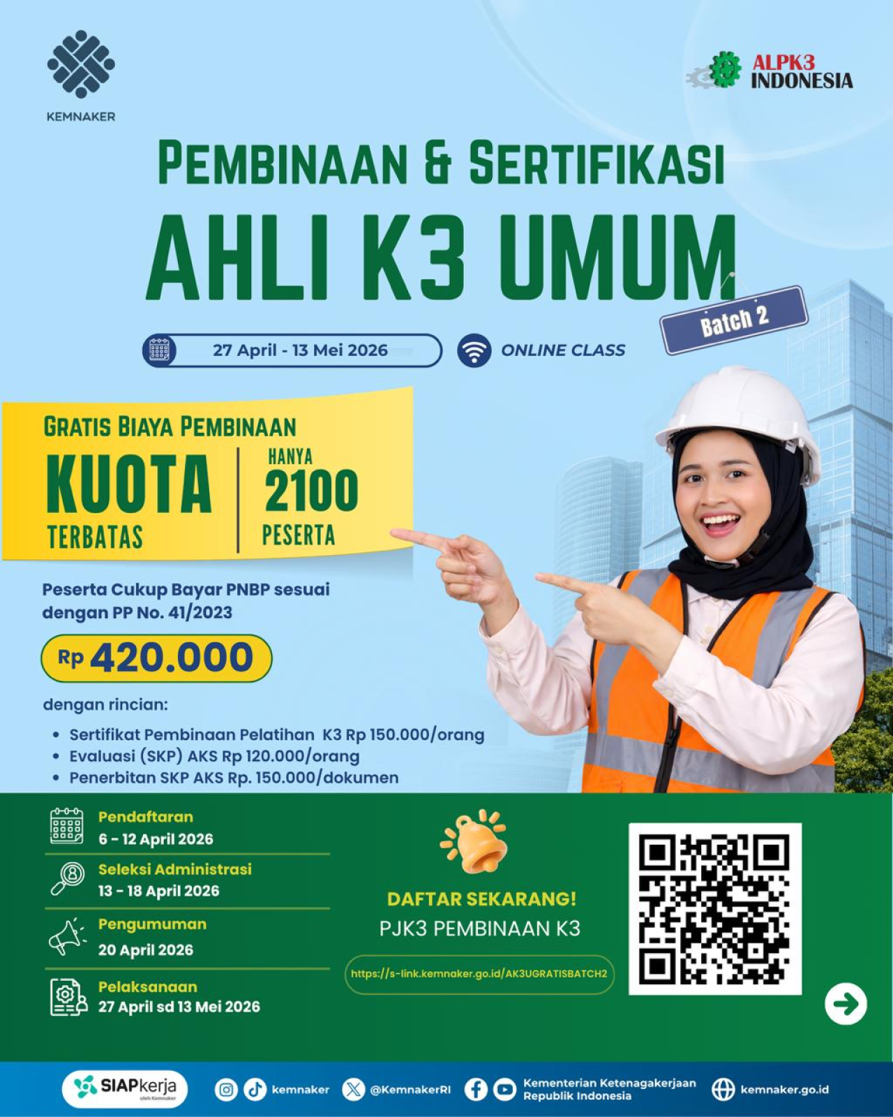Peluang Besar! Kemnaker Kembali Buka Pembinaan K3 Gratis Batch 2 untuk 2.100 Peserta