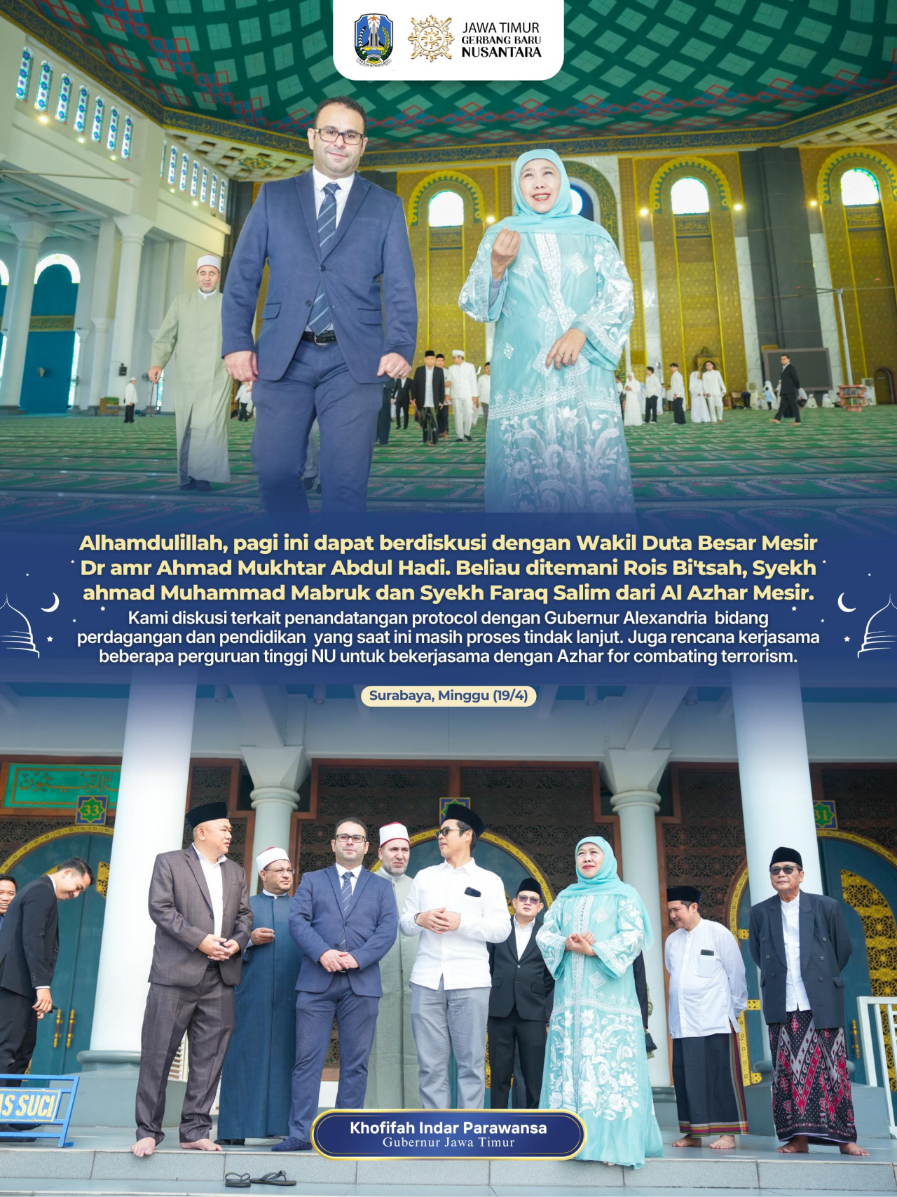 Jatim–Alexandria Perkuat Kerja Sama "Sister Province", Gubernur Khofifah Bidik Sektor Perdagangan hingga Pendidikan