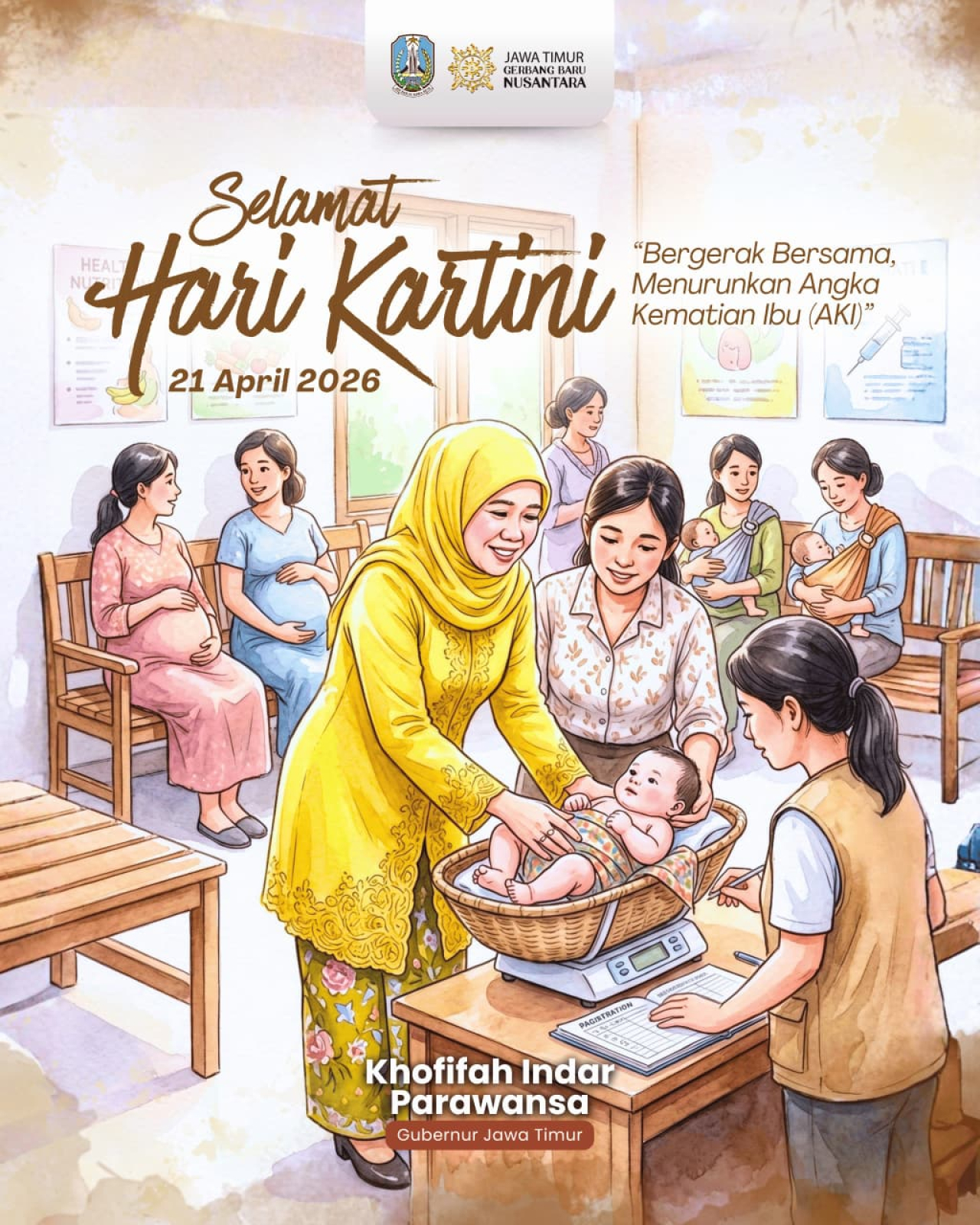 Peringati Hari Kartini 2026, Gubernur Khofifah Ajak Bergerak Bersama Turunkan Angka Kematian Ibu